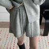 Minimalist Basic High Waisted Loose Wide Leg Knitted Shorts for Women Elastic Waisted A-line Casual Pants