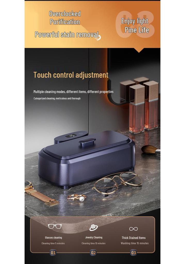 Portable UV Ultrasonic Cleaner for Glasses, Toothbrush, Dentures, and Brushes