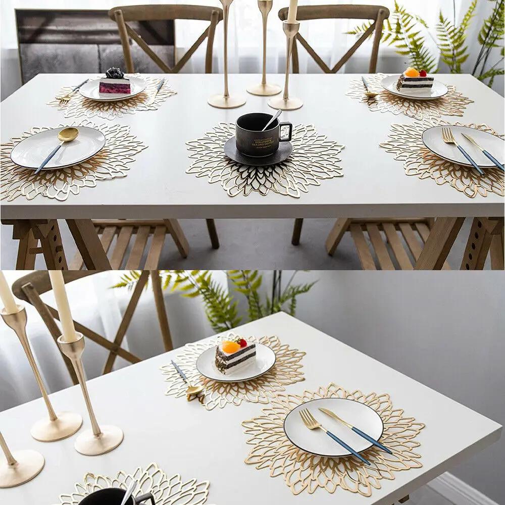 PVC Hollow Insulation Coaster Pads Table Bowl Mats Home Christmas Decor Heat Resistant Placemat for Dining Table