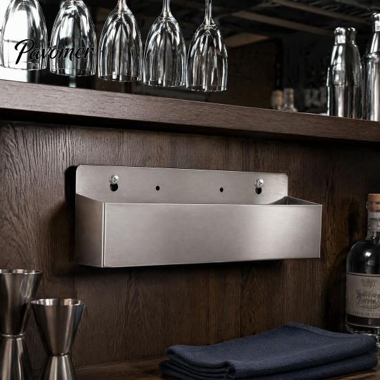 Restaurant Alcohol Display Shelf Stainless Steel Wall Mounted Liquor Bottle Rack, Single Row Drink Rail Kitchen Wine Holder Shelf, Compact Silver Rack
