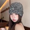 Keep Warm Knitted Pullover Hat Coldproof Jacquard Woolen Hat Fashion Beaded Fringed Cap  Outdoor