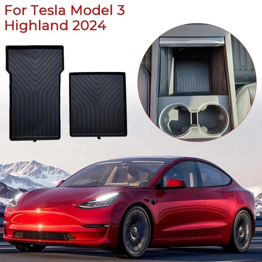 Center Console Organizer Tray Storage Box Stowing Tidying Lower Bottom Mat Tray Cup Pads For New Tesla Model 3 Highland 2026