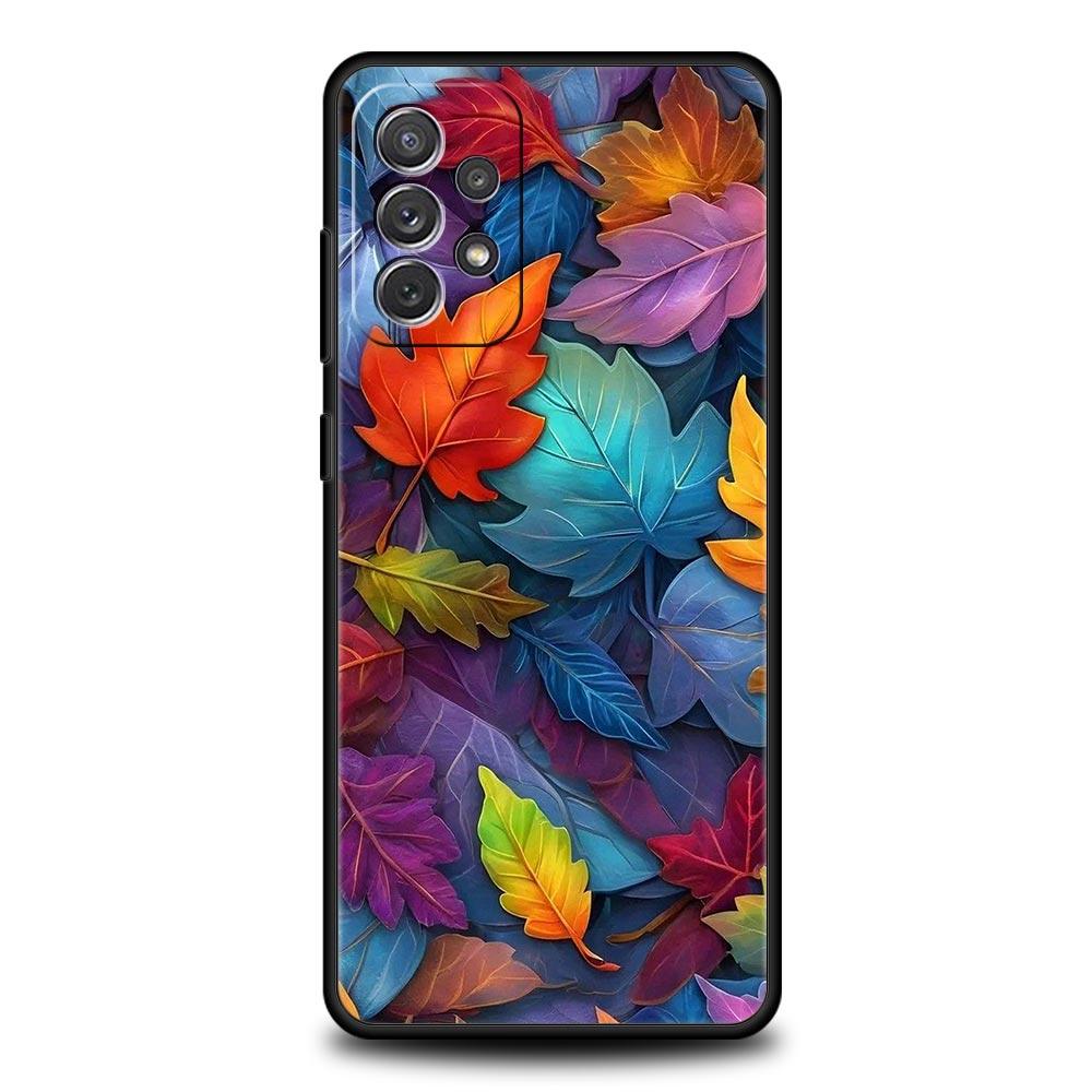 Cartoon Leaf Phone Case for Samsung Galaxy A55 A35 A15 A14 A13 A25 A54 A51 A71 A72 A73 A32 A52 A41 5G Soft TPU Shell Fundas Bags