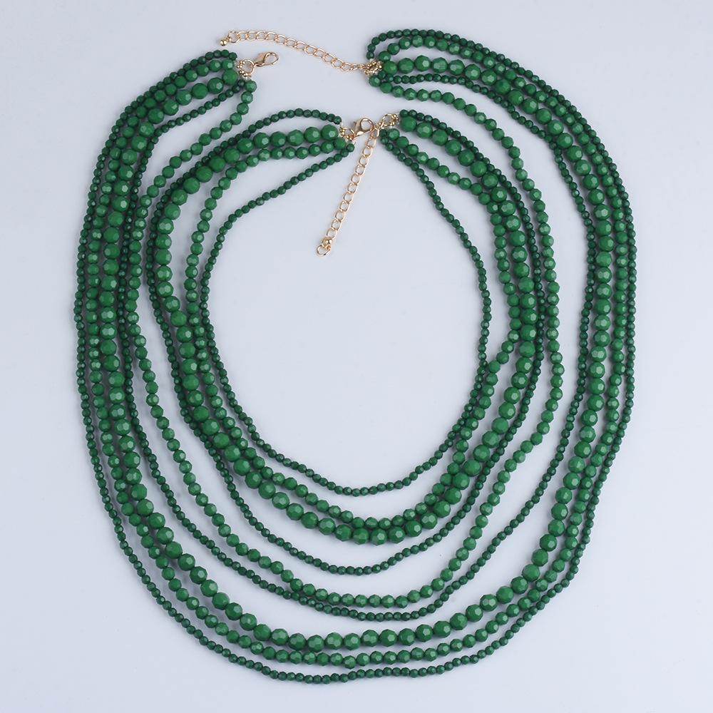 

Мода Z Богемный Многослойный смоляной ручной работы бисер ключицы ожерелье свитер цепь женщины зелёный