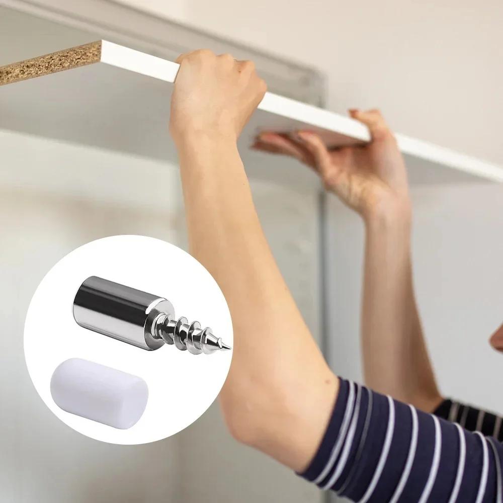 12Set Cross Self-tapping Screw with Rubber Sleeve Laminate Support Homemade Wardrobe Cabinet Glass Hard Nonslip Partition Nail