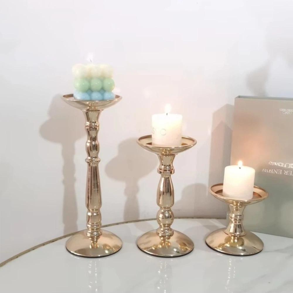 New Vintage Iron Candle Holder Elegant Stable Base Candle Stand Golden Luxury Metal Candle Holder Home Decor