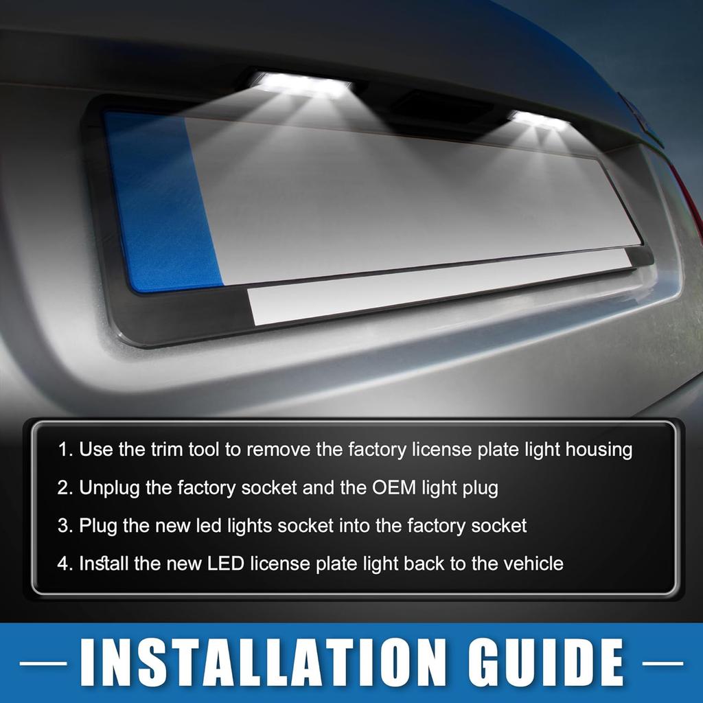 Car LED License Plate Light Assembly No.6E5Z13550A for Ford Fusion 2006-2012 Plastic White Light (Set of 2)