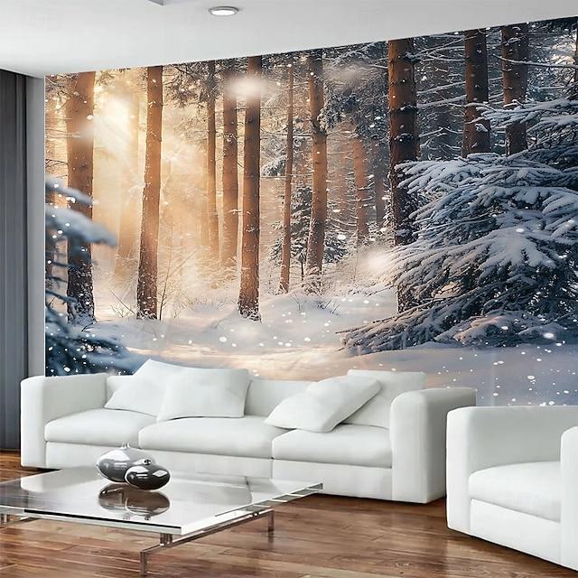 Tapestry winter forest sun snowy landscape 75x100 чёрный