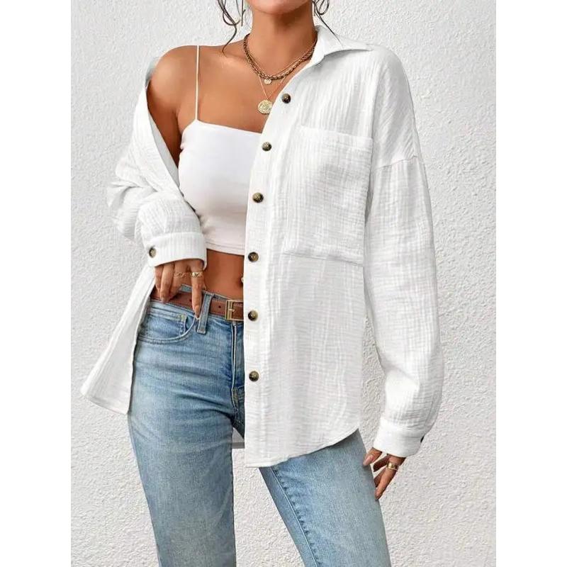 Summer Cotton Women Shirts Casual Turn Down Collar Shirt Top Long Sleeve Top Office Lady Elegant Blouses for Women Blusas
