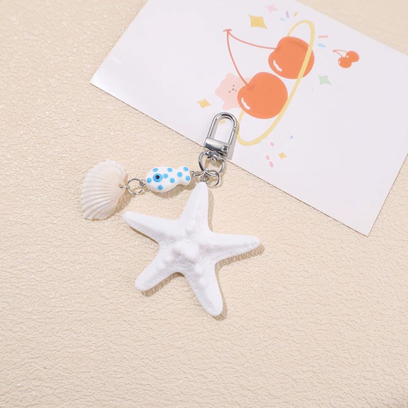 Cute fish shell shaped pendant for bags, simple starfish charm, decorative item, accessory, gift.