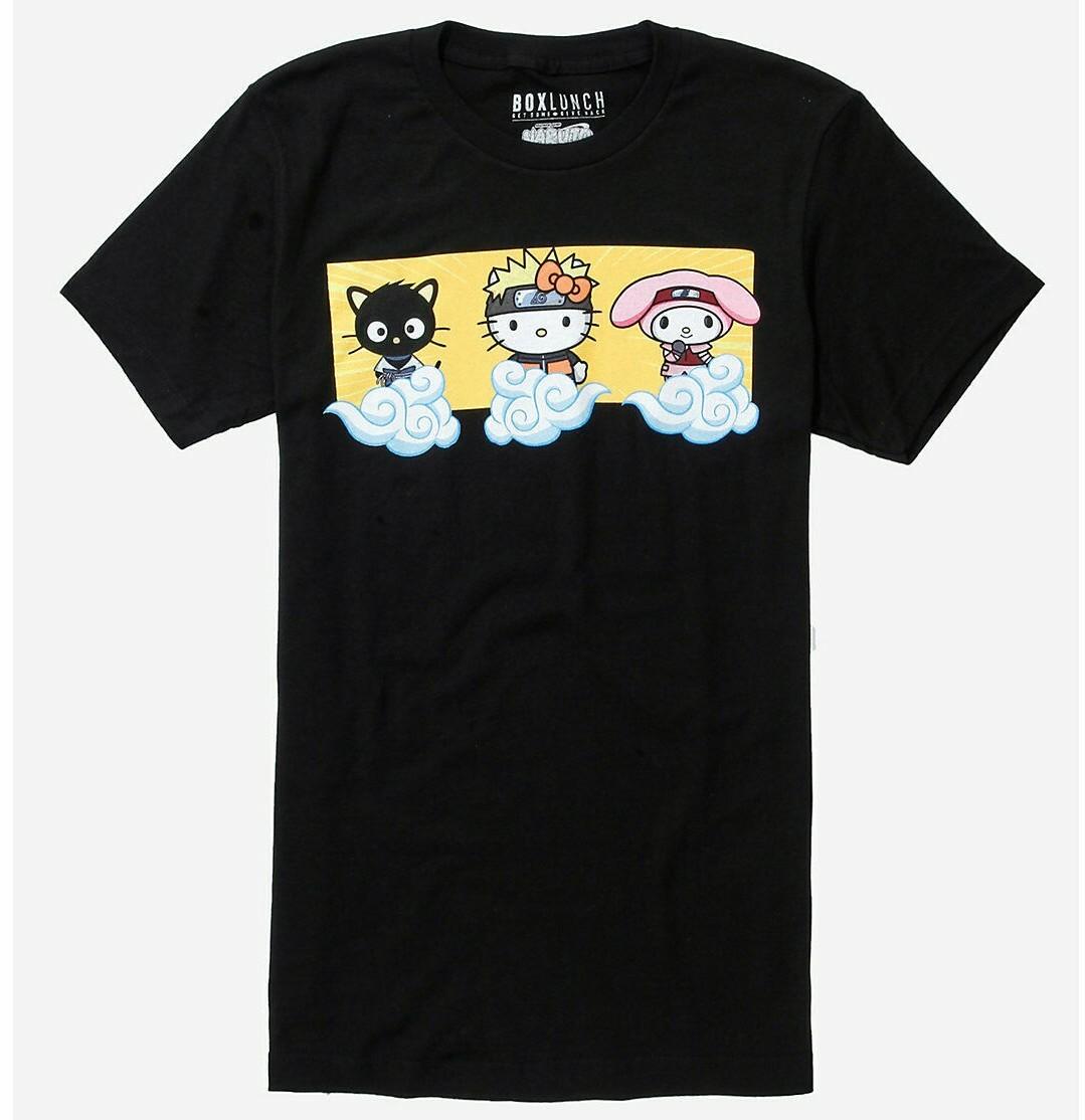 26 Anime Naruto Shippuden x Hello Kitty and Friends Akatsuki Clouds Tee Shirt New Unisex T-Shirt XXXL