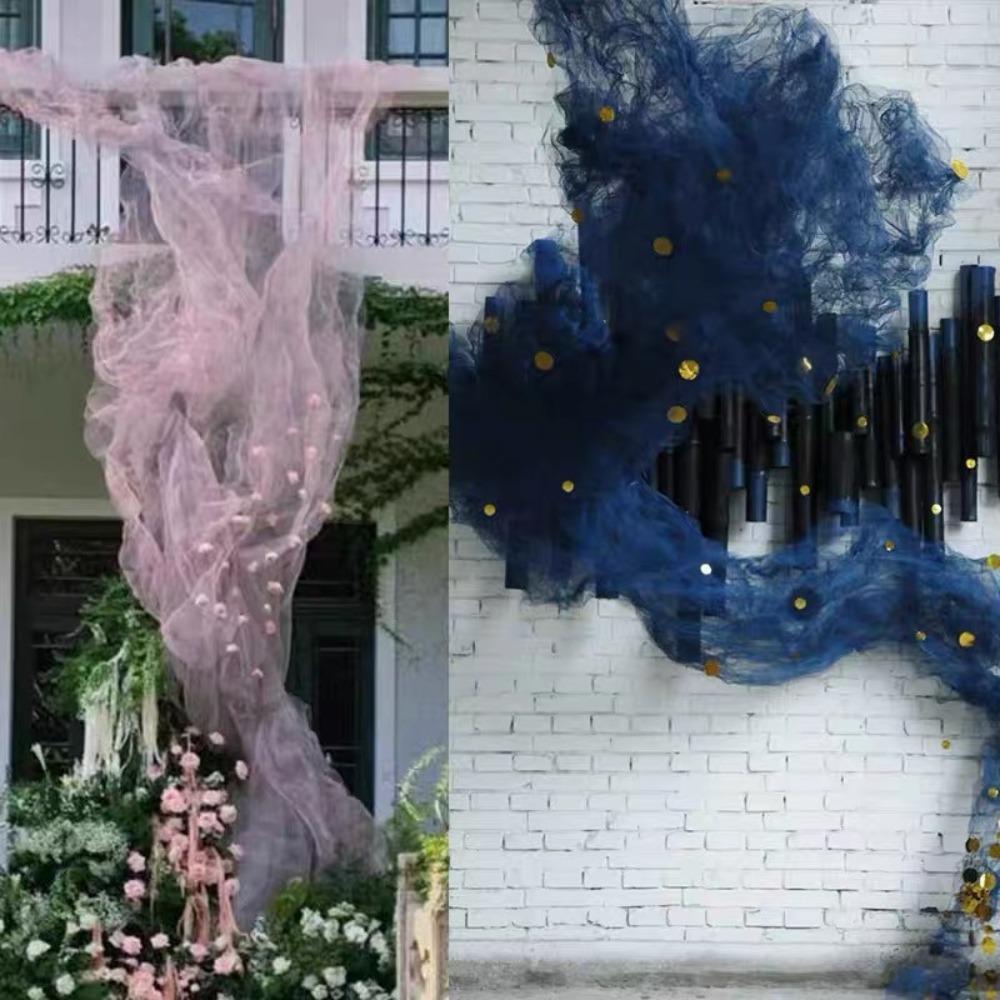 Cloud Fog Mesh Bright Organza Fabric DIY Decoration Art Background Shapeable Wire Mesh Texture Pleated Shape