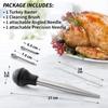 Turkey Baster For Cooking Food Grade Metal Turkey Baster Syringe Meat BBQ Condiment Tube With Detachable Needles&Cleaning Brush