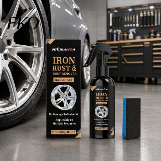 Rust Removal Spray Wheel Remover for Car Rims, 120ml Metal Iron Particle PH Neutral Cleaner with Color Reaction,PH Non-Acid, Restores