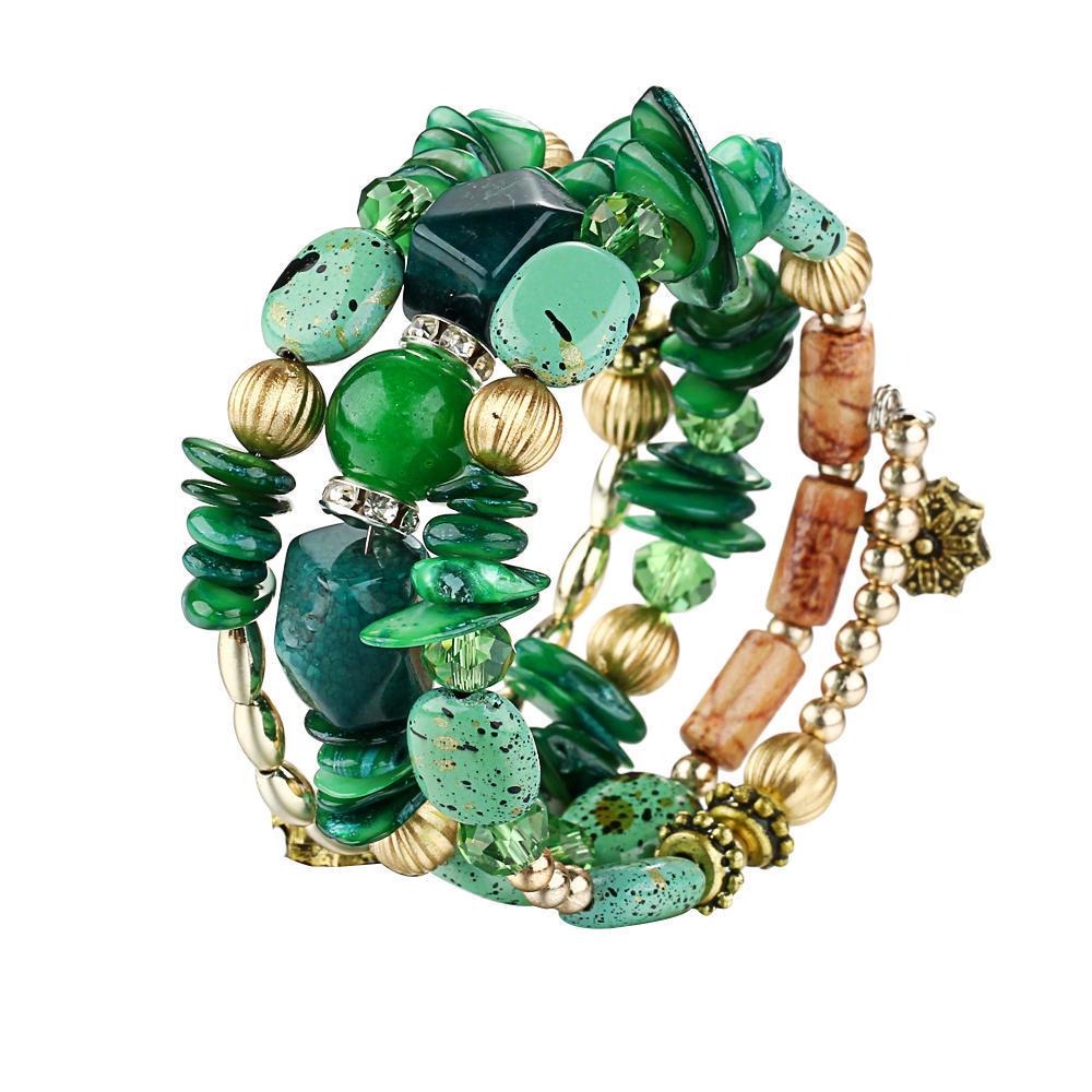Multi Layer Winding Turquoise Agate Bracelet, Vintage Bead Bracelet, Niche Design Jewelry