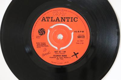 7inch Record SOLOMON BURKE - Just As I Am 584122 Atlantic 1967 UK Soul/Funk Used
