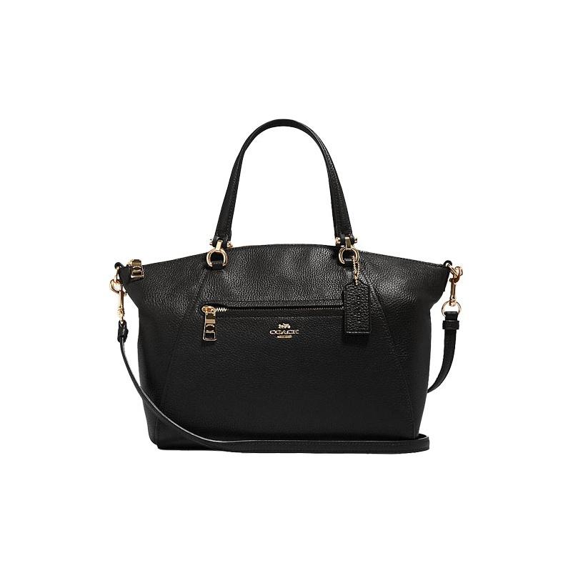 Coach Women's Black Prairie 27 Litchi Pattern Dumpling Bag Leather Handbag Shoulder Crossbody Bag Medium Handbags 79997-Imblk