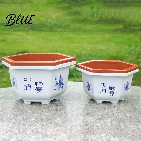 Hexagonal Plant Pots for Indoor Outdoor Flower Pot with Drainage Holes & Saucer Plants Durable Weather Resistant Large Decorative Living Room Planter