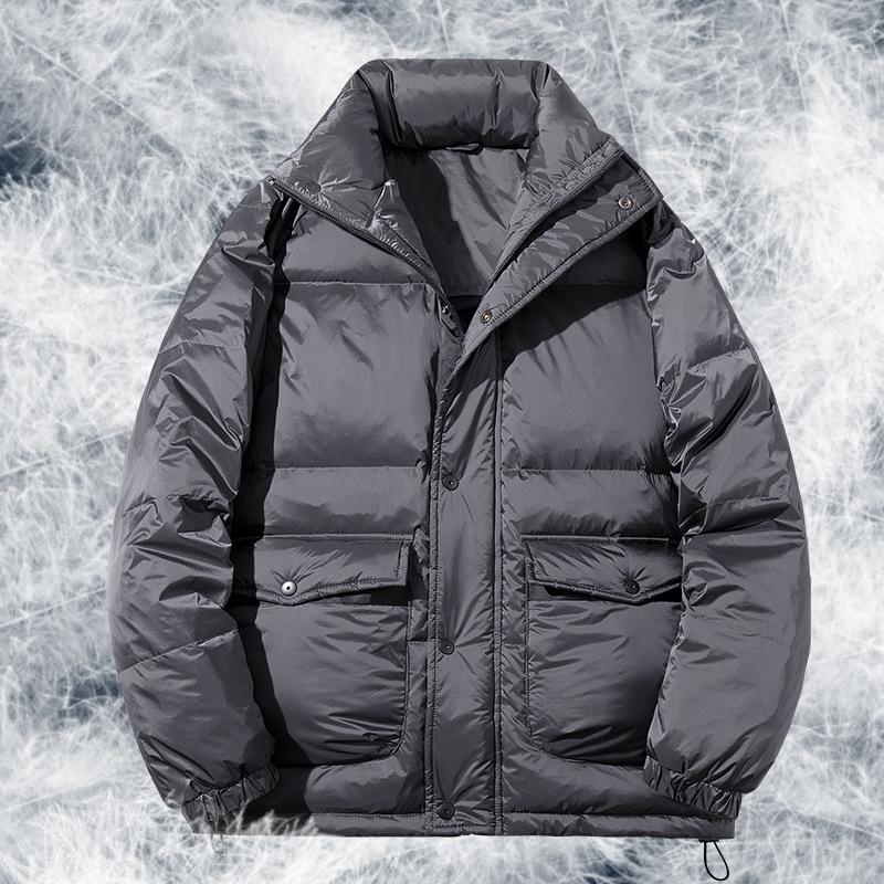 Dicke Winter-Daunenjacke für Herren, lässige, lockere Übergröße, warmweiße Entendaunen-Stehkragenjacke für Herren