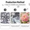 Pearl painting kit Pink Peony flower DIY home decoration painting wall art decor beads ornament.