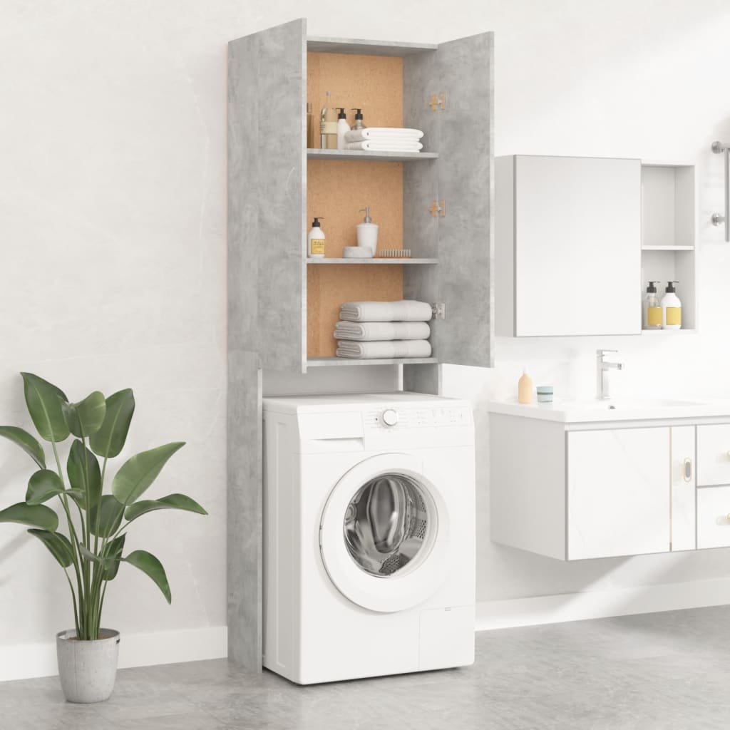 Vidaxl Washing Machine Cabinet, Concrete Grey, 64 X 25.5 X 190 Cm