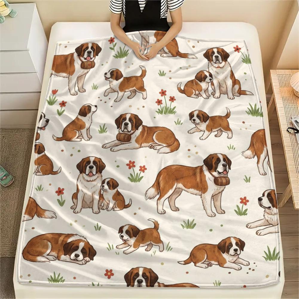 

1PC Cute Dog Print Flannel Blanket, High quality All Seasons, Home Decor, Warmth and Comfort, Perfect for Christmas Gifts 80cm x 120cm
