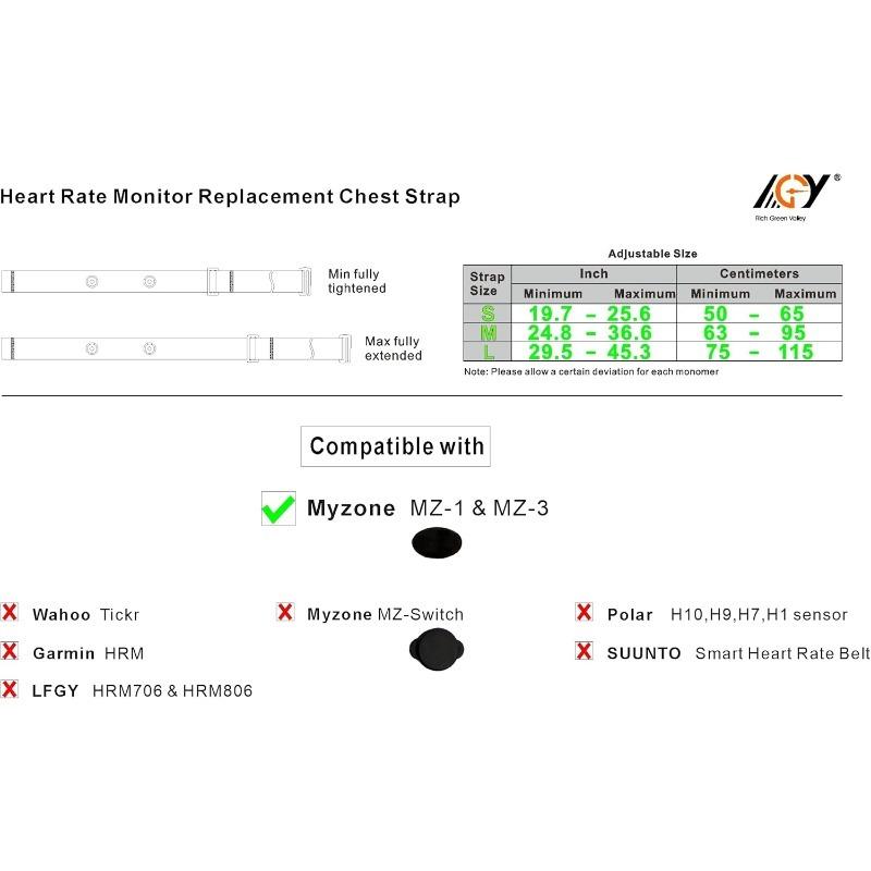 Justerbart pulsmålingsbelte for brystet sykling fitness løping sport bluetooth pulsmåler