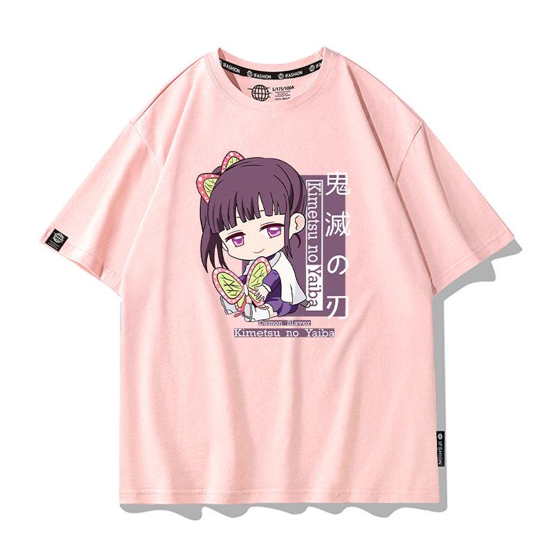 Summer Cartoon Ghost Killing Blade Summer Anime Cotton Cartoon Printing New Unisexs and Womens Casual Round Neck Short Sleeve