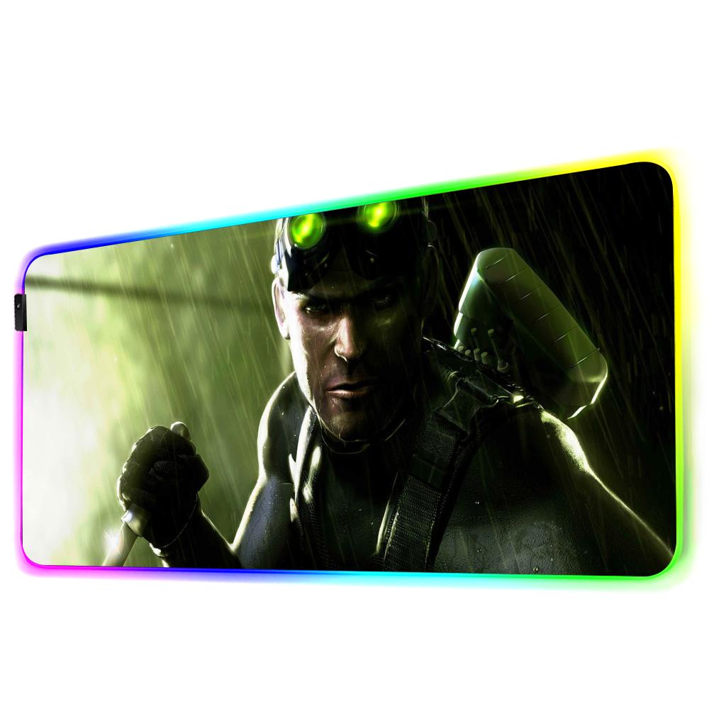 Splinter Cell Mouse Pad RGB Gaming Mousepad Big LED Pad PC Desk Mat Luminous Mouse Pad Large Keyboard Mats Table Rug With