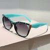 Oversized Cat Eye Sunglasses Women Fashion Vintage Patchwork Rim Gradient Shades Trendy Brand Design Anti-UV Sun Glasses