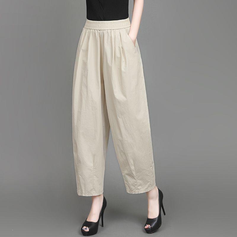 Women s Elastic Waist High-Waist Loose-Fit Lantern Pants L (50-57.5 kg) абрикосовый