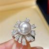 Elegant Sunflower Pearl Open Ring for Women - Stylish Luxury Valentine's Day Gift