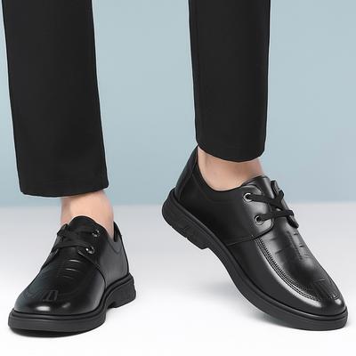 Men's Casual Leather Shoes Summer British Heightening Platform Wear-resistant Business Dress Big Head Leather Shoes