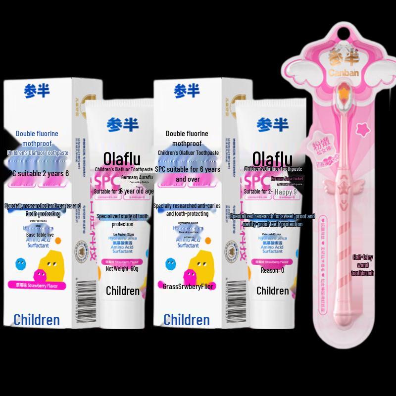 

Набор детской зубной пасты и зубной щетки Canban Kids с клубникой и Olafluor