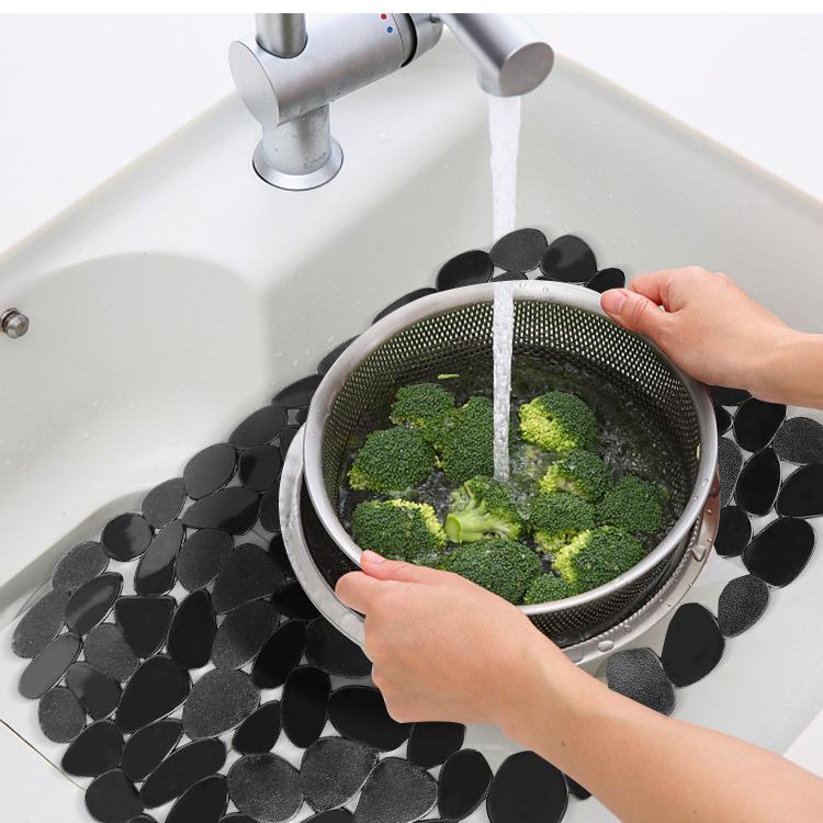 Non-Slip PVC Sink Mat for Kitchen (30x40cm) - Drainage Mat for Bowls & Chopsticks