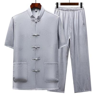 High-Quality Tang Suit Summer Set for Middle-Aged and Elderly Men - Casual, Loose, Lightweight Chinese Style