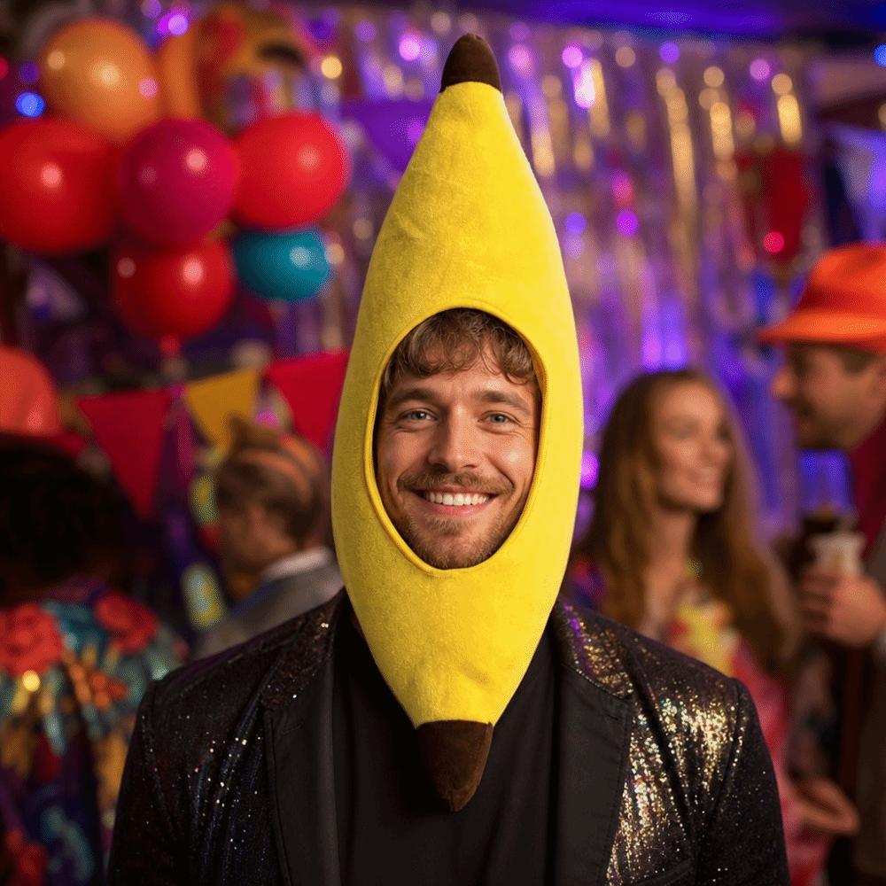 Cute Yellow Banana Cap Creative Halloween Headgear Plush Fruits Hat  Festival Event
