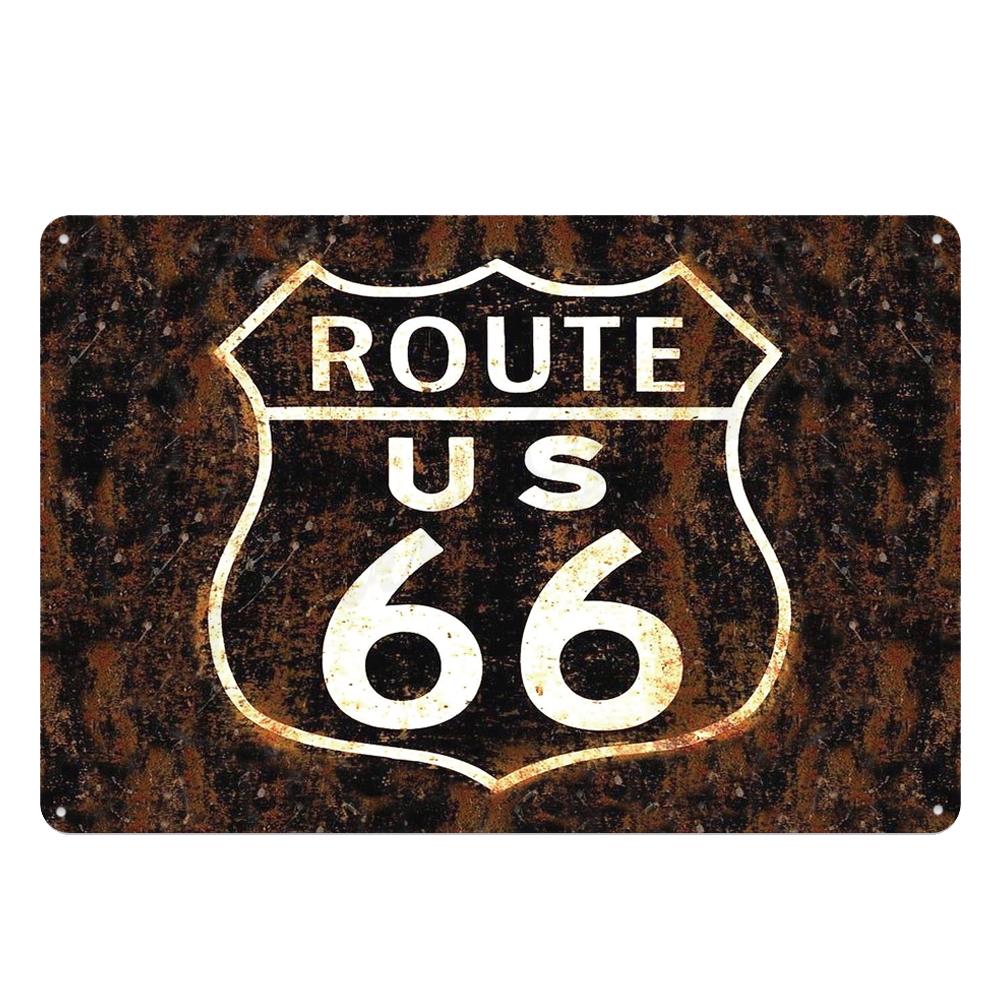 Vintage USA Route 66 Sign Metal Tin Plate Bar Pub Club Man Cave Wall Decoration Plaque Retro Poster Home Decor 30X20CM