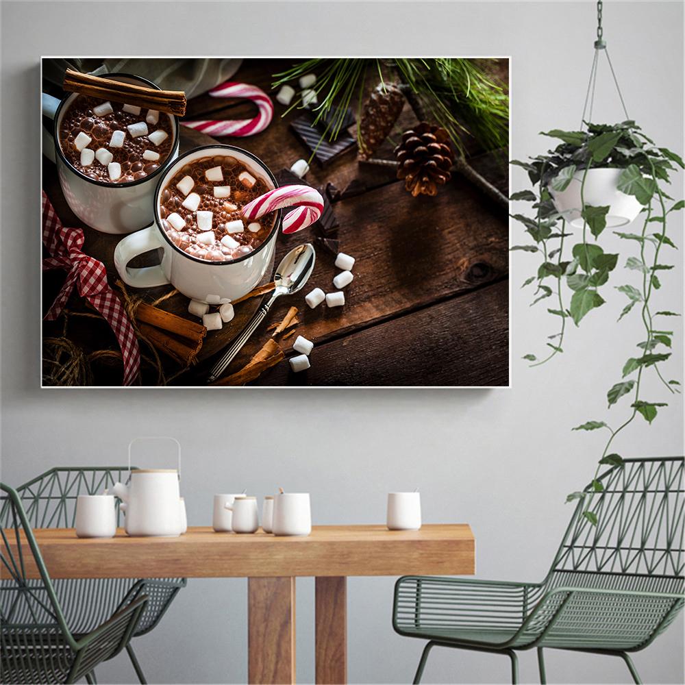 Hot Chocolate Drink HD Pictures Canvas Painting Chocolate Coffee Posters Prints for Coffee Shop Wall Decor Cuadros