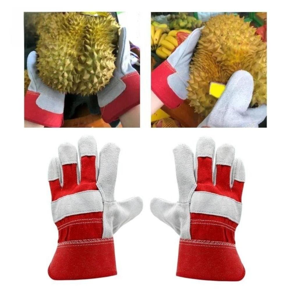 Cowhide Leather Gardening Gloves Safety Flame Retardant Welding Gloves Palm Reinforced Thorn-proof Welding