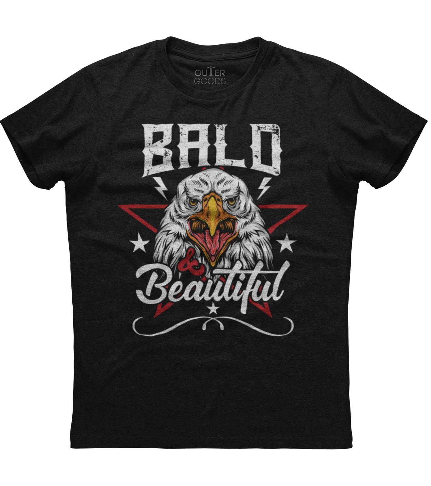 Bald & Beautiful Bald Eagle Mens Short Sleeve New Cotton Black T-shirt XL