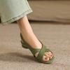 Krazing Pot Microfiber Low Heels Concise Style Buckle Straps European Design Summer Size 43 Size 42  Women Sandals