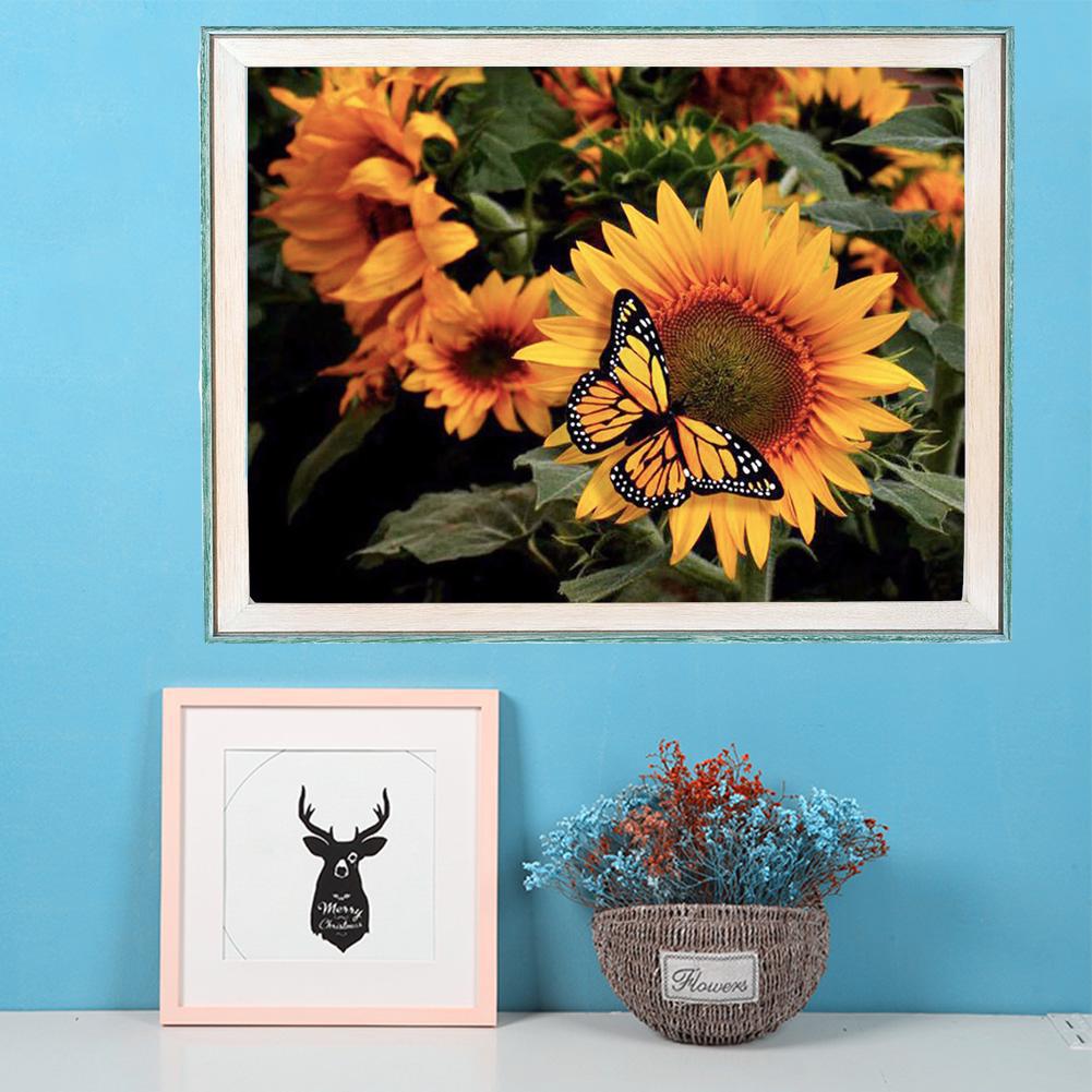 5D-Diamantgemälde zum Selbermachen, rundes Sonnenblumen-Mosaik, Kreuzstich-Kunst, Diamantgemälde