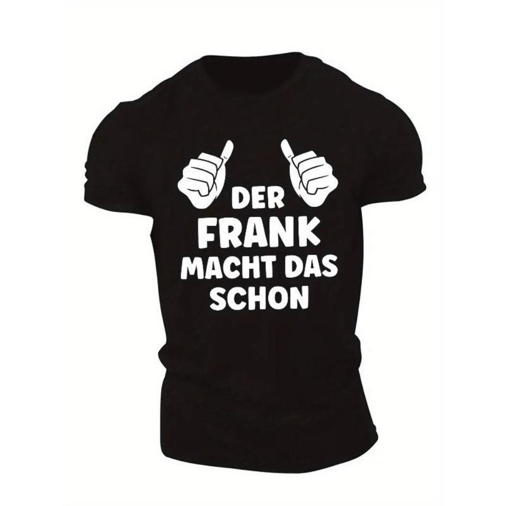 

European Size Men s Style Short Sleeve T-Shirt - Casual Summer Round Neck Top with German Text Print _ Machine Washable Summer Wardrobe Staple XXXXXL чорний