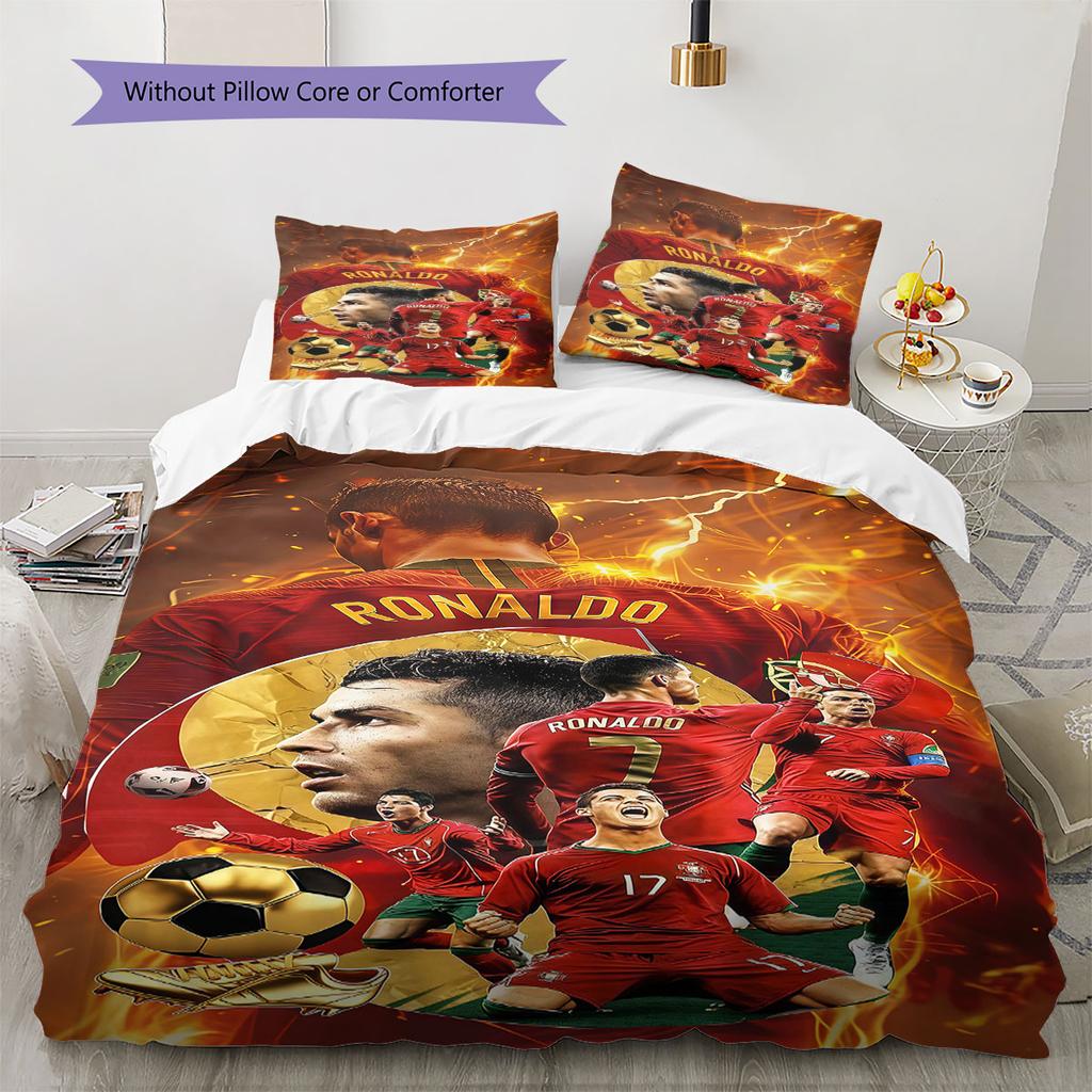Cristiano Ronaldo Pattern Bedding,Quilt Set Quilt Cover Pillowcase Home Birthday Gift(1 * duvet cover + 2 * pillowcase, without core)