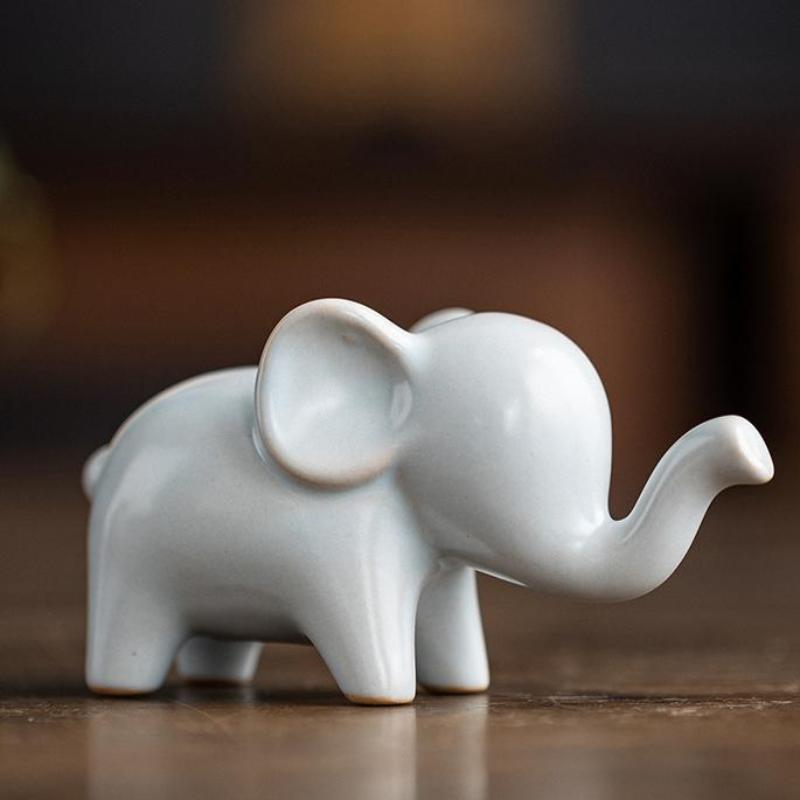 Elephant Ceramics Crafts Figurines, Modern Art Ornaments, Animal Feng Shui, Home Interior, Office Decor Accessories