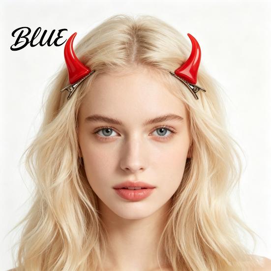 Fashionable Dark Style Hairpins 2Pcs Halloween Evil Horn Hair Clips Small Horror Demon Goth Ear Lolita Fashion Accessories Hairpins Barrettes