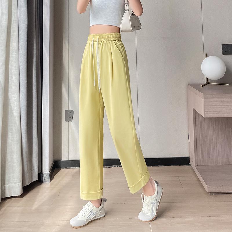 Summer 2033 Women's High Waist Straight Leg Harem Pants - Fashionable, Simple, and Slimming Cropped Fit