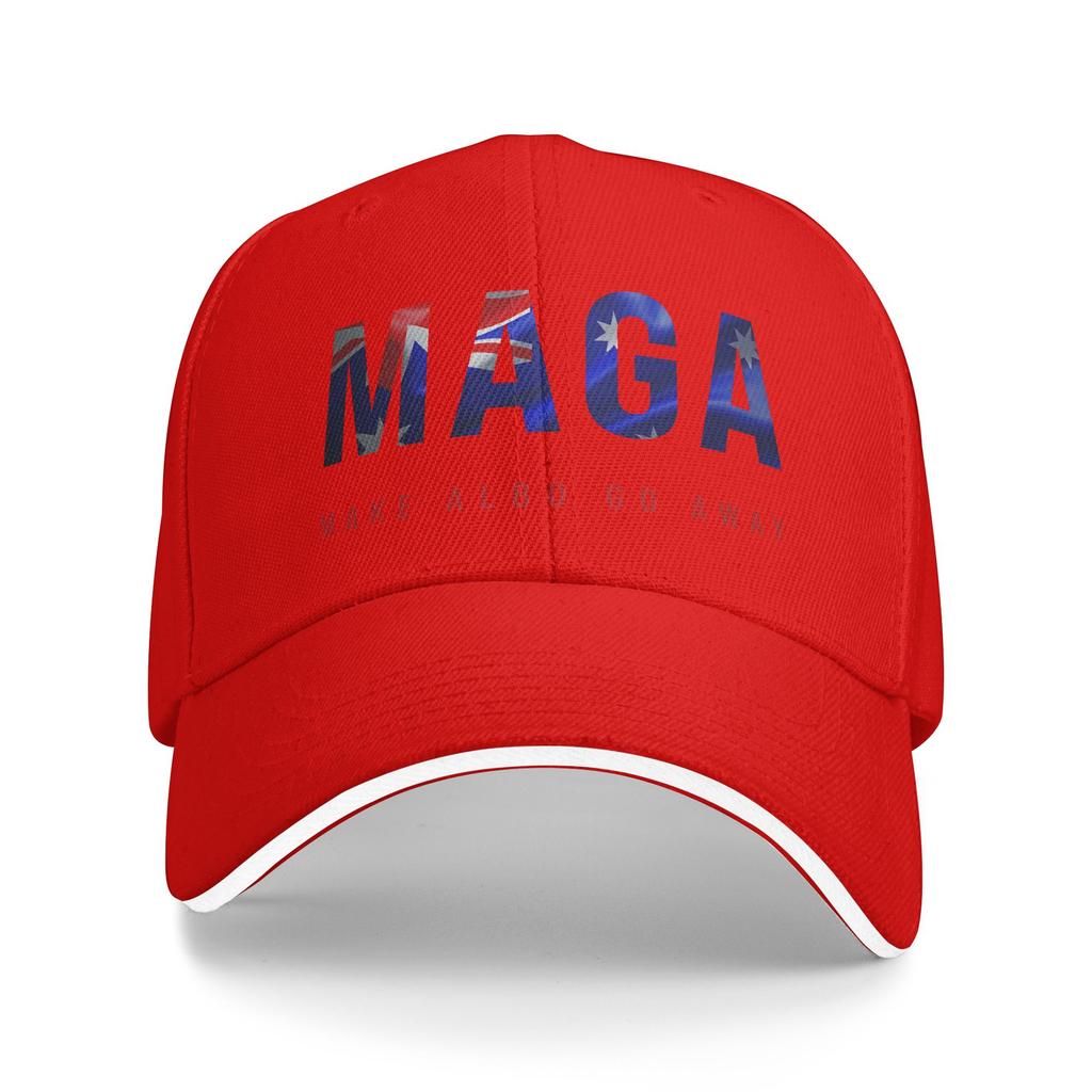 Mach Albo Weg MAGA Sandwich Kappe Unisex Outdoor Baseballkappen Australien Spruch Verstellbare Sonnenkappen Alle Jahreszeiten Hut