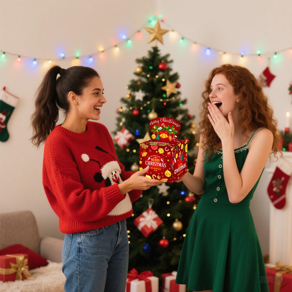 Christmas Red Gifts Box Decorative Paper Material Party Celebrations Holiday